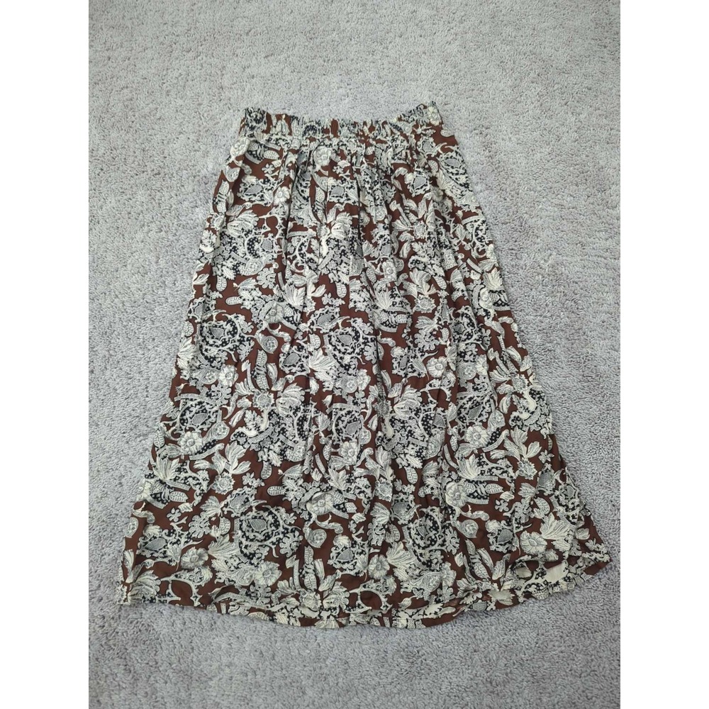 Vintage Koret Skirt Womens M Brown Paisley Elastic Waist Rayon Maxi Made in USA